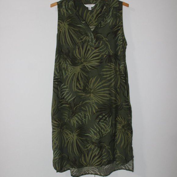 NEW 💚 Green Floral Dress Sleeveless with Pockets Size M Botanical Print - Picture 6 of 12